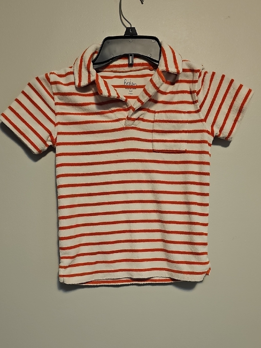 Boden White and Orange Terry Towel Cloth Striped Polo for Kids